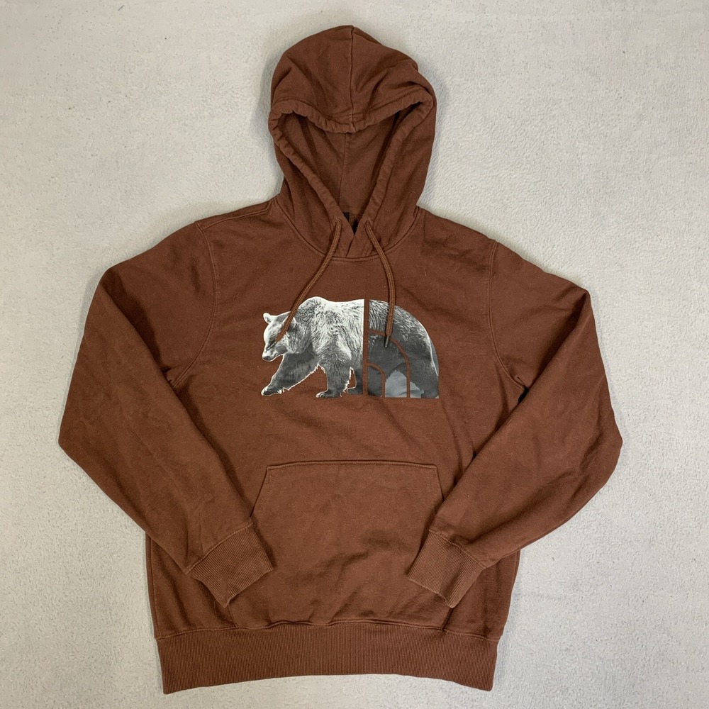 The North Face Hoodie Men's Small Bear Long Sleeve Pullover Sweater‎ Brown